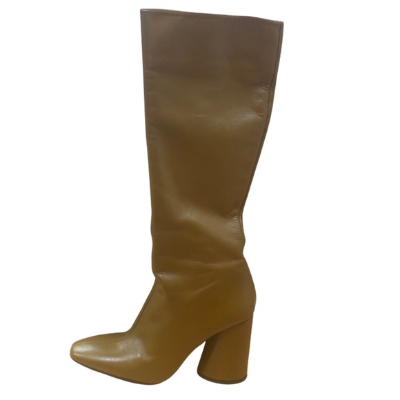 ZARA- 38,39 - HEELED LEATHER KNEE HIGH BOOTS - Picture 2 of 3